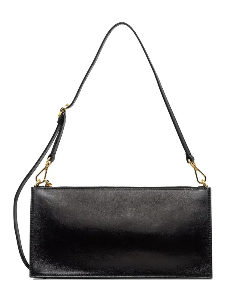 Pollini logo-patch zip-top tote bag - Schwarz Schwarz