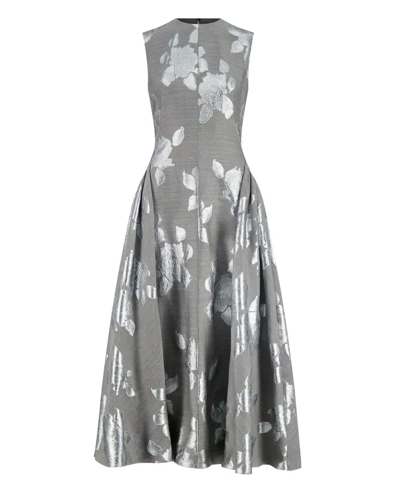Lela Rose Coupe Midikleid mit Blumen-Print - Grau Grau