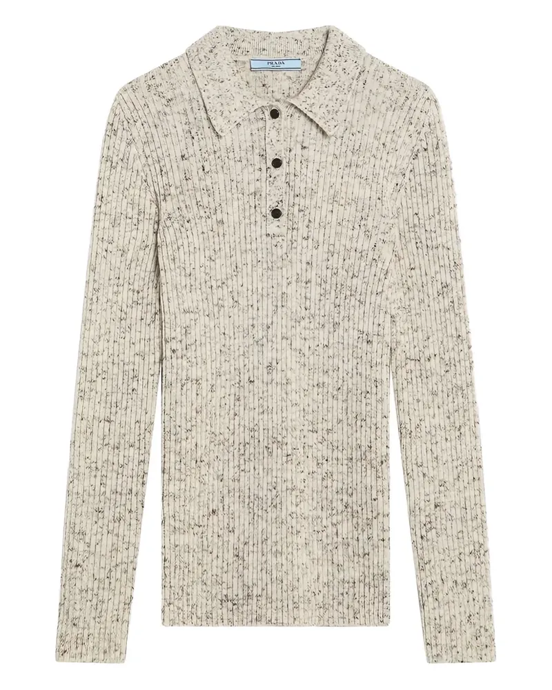 Prada Geripptes Poloshirt - Nude Nude