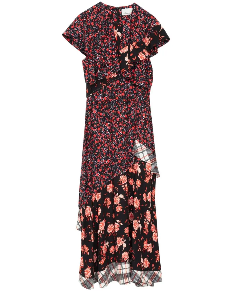 3.1 phillip lim Kleid mit Blumen-Print Schwarz