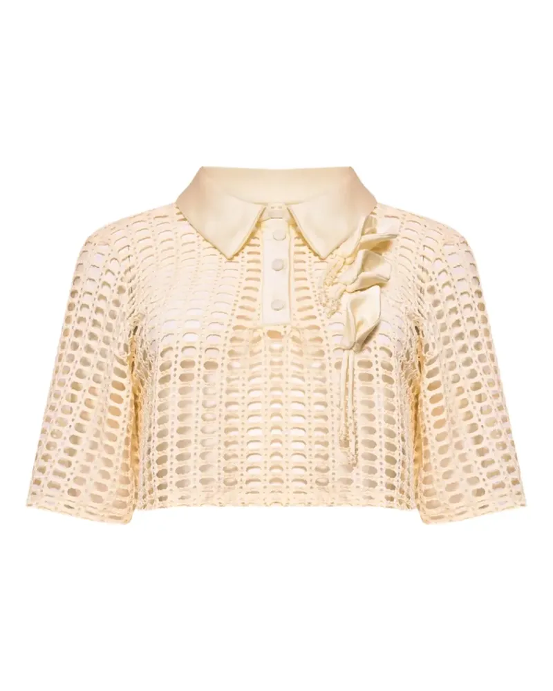 Pat Bo Selene mesh crop top - Nude Nude