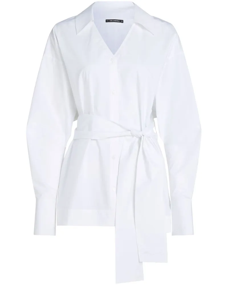 Karl Lagerfeld Popeline-Hemdkleid mit Gürtel - Weiß Weiß