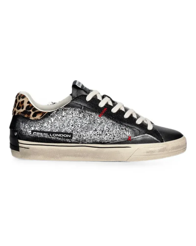 Crime glitter-detail leopard-print sneakers - Schwarz Schwarz