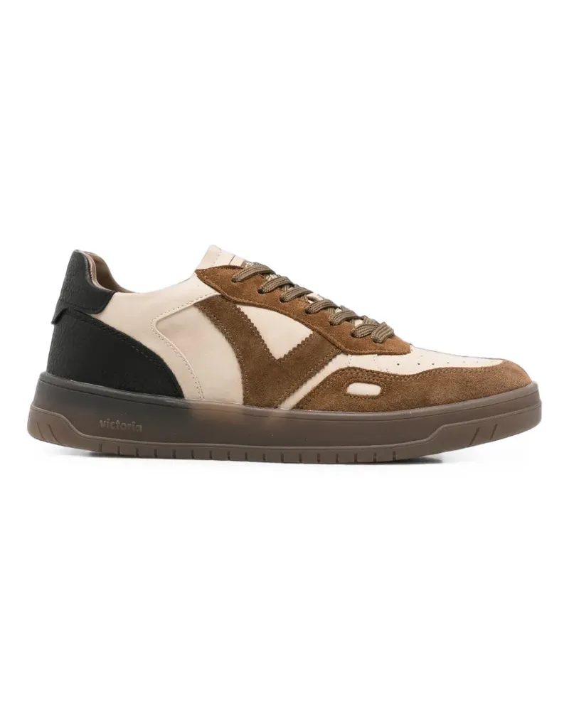 Victoria panelled leather sneakers - Nude Nude