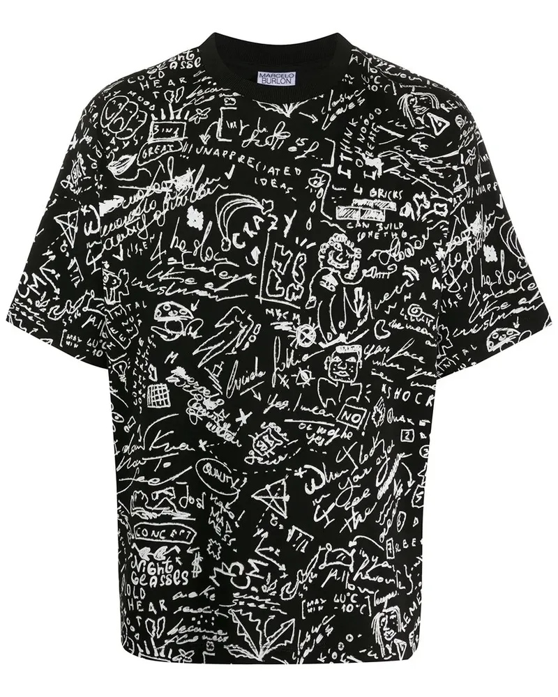 Marcelo Burlon | County of Milan T-Shirt mit Kritzel-Print - Schwarz Schwarz