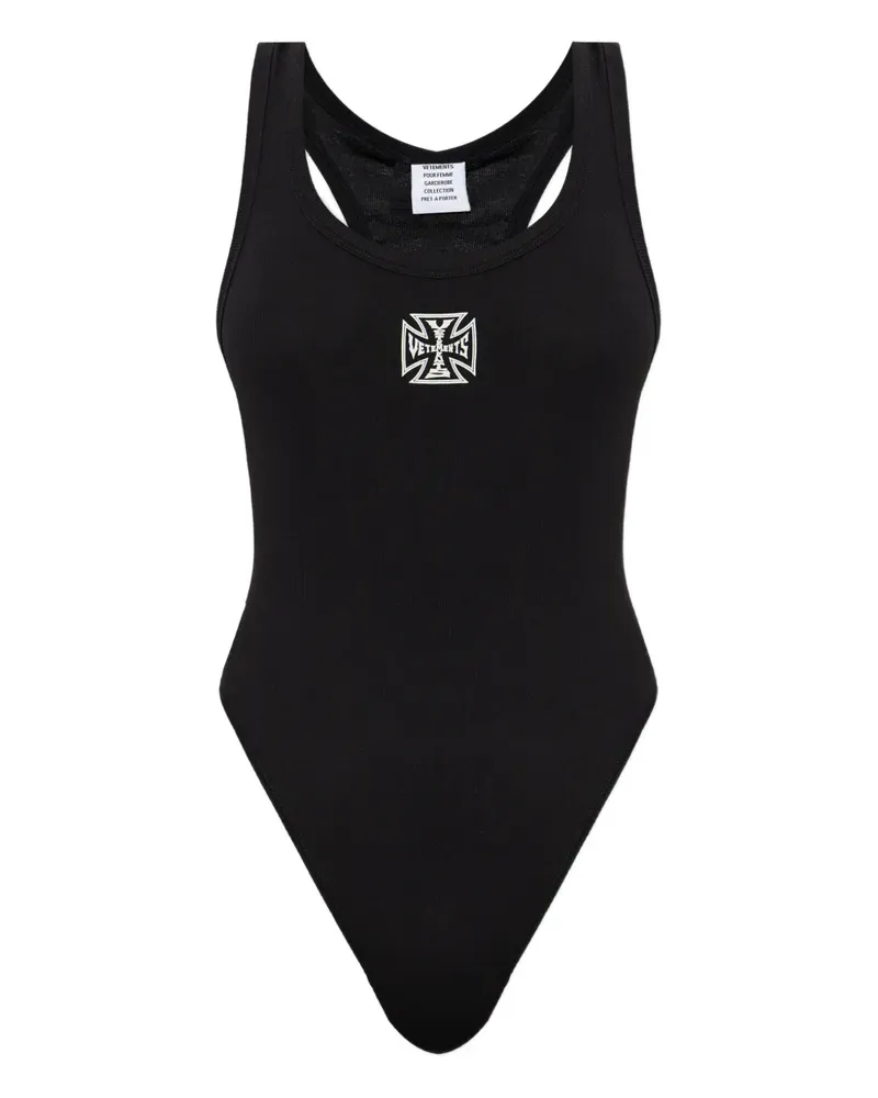VETEMENTS logo-embroidered bodysuit - Schwarz Schwarz
