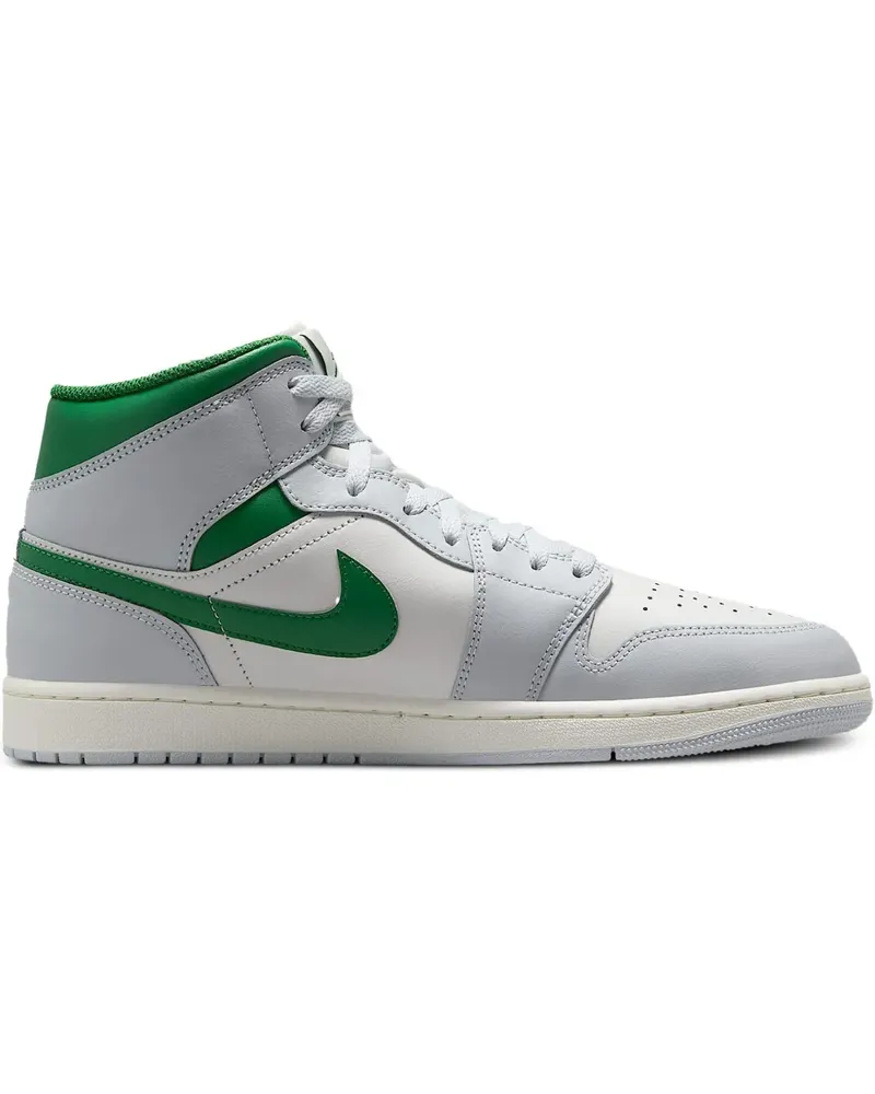 Jordan 1 Mid "White/Pure Platinum/Pine Green" Sneakers - Weiß Weiß