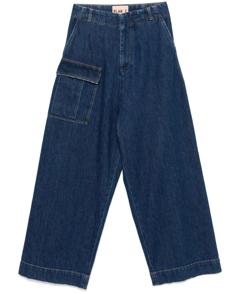 PLAN C Jeans mit weitem Bein Blau