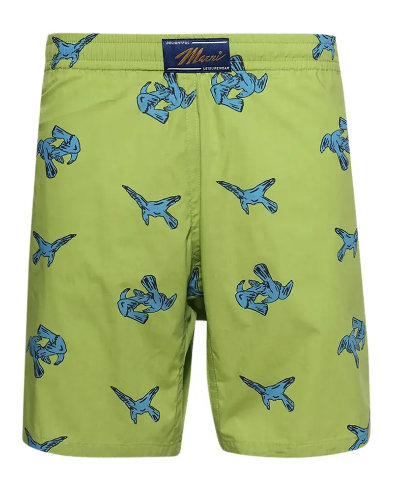 Marni bird-print shorts - Grün Grün