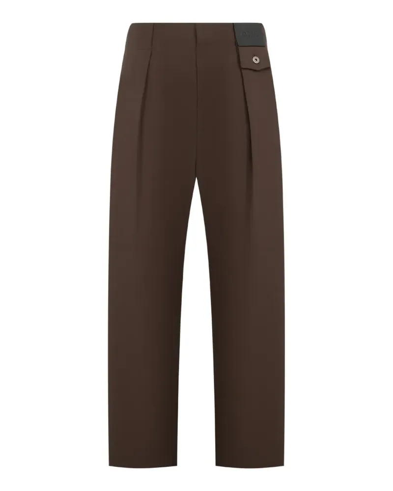 Loewe logo-patch pleated trousers - Braun Braun
