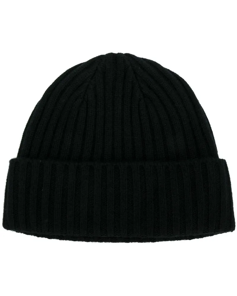 N.Peal Gerippte Strick-Beanie aus Kaschmir - Schwarz Schwarz