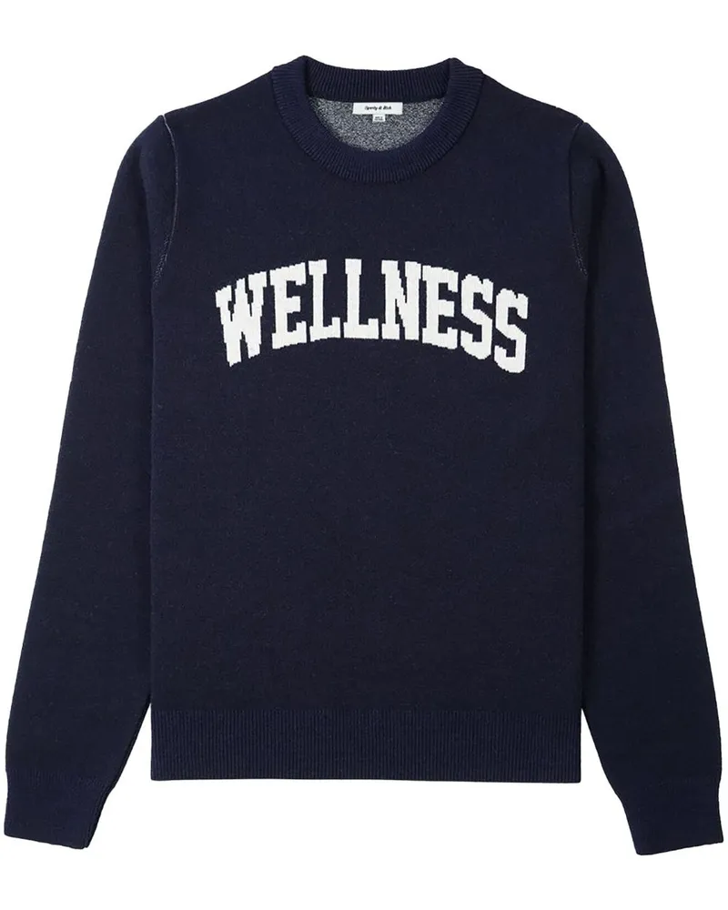 SPORTY & RICH Pullover mit Text-Print - Blau Blau