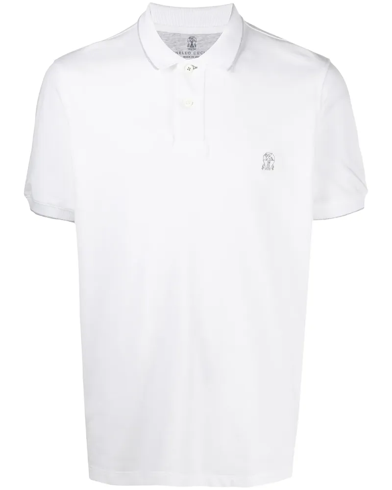 Brunello Cucinelli Poloshirt mit Logo-Stickerei - Weiß Weiß