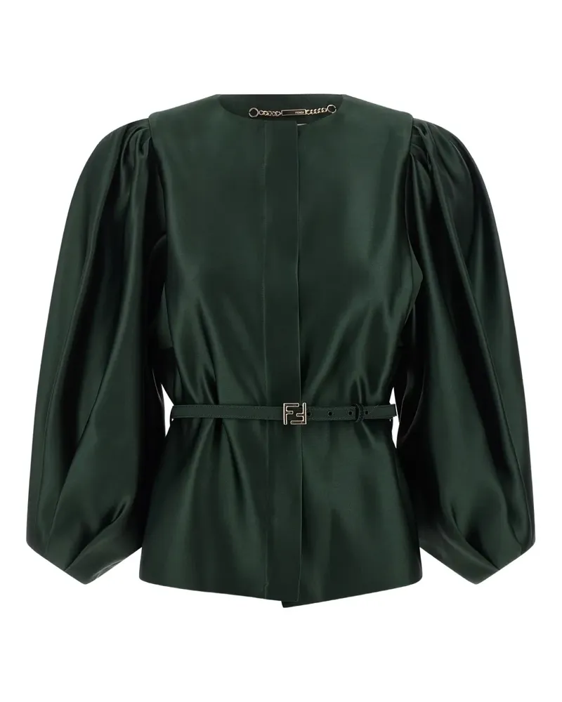 Fendi balloon-sleeve belted blazer - Grün Grün