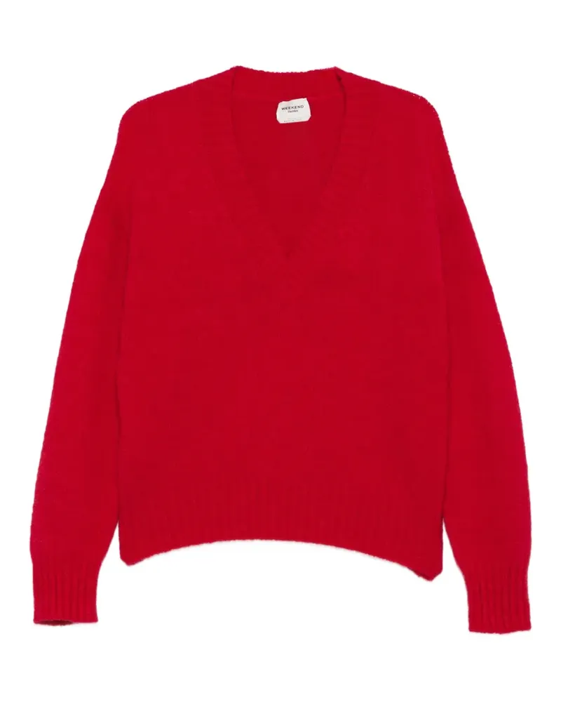 Max Mara Visita Pullover mit geripptem Saum - Rot Rot