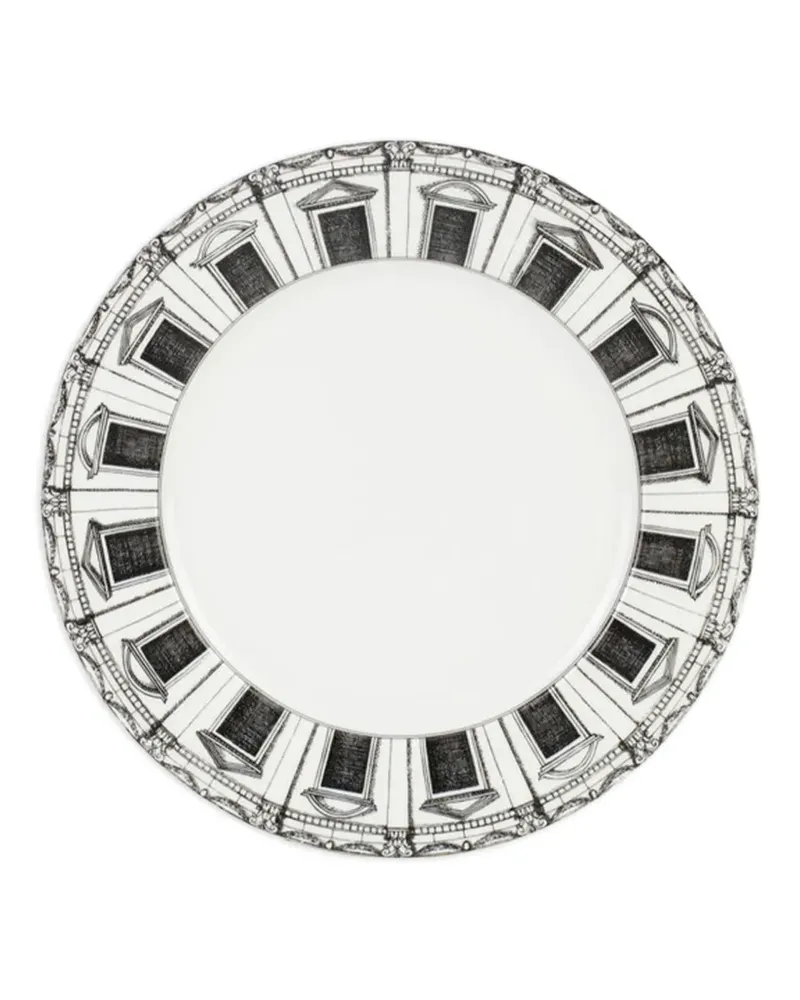 Fornasetti Architettura-print dinner plates (set of three) - Weiß Weiß