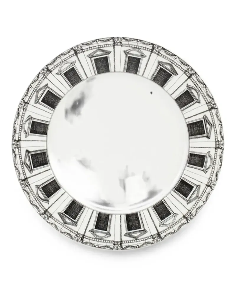 Fornasetti Architettura-print dinner plates (set of three) - Weiß Weiß