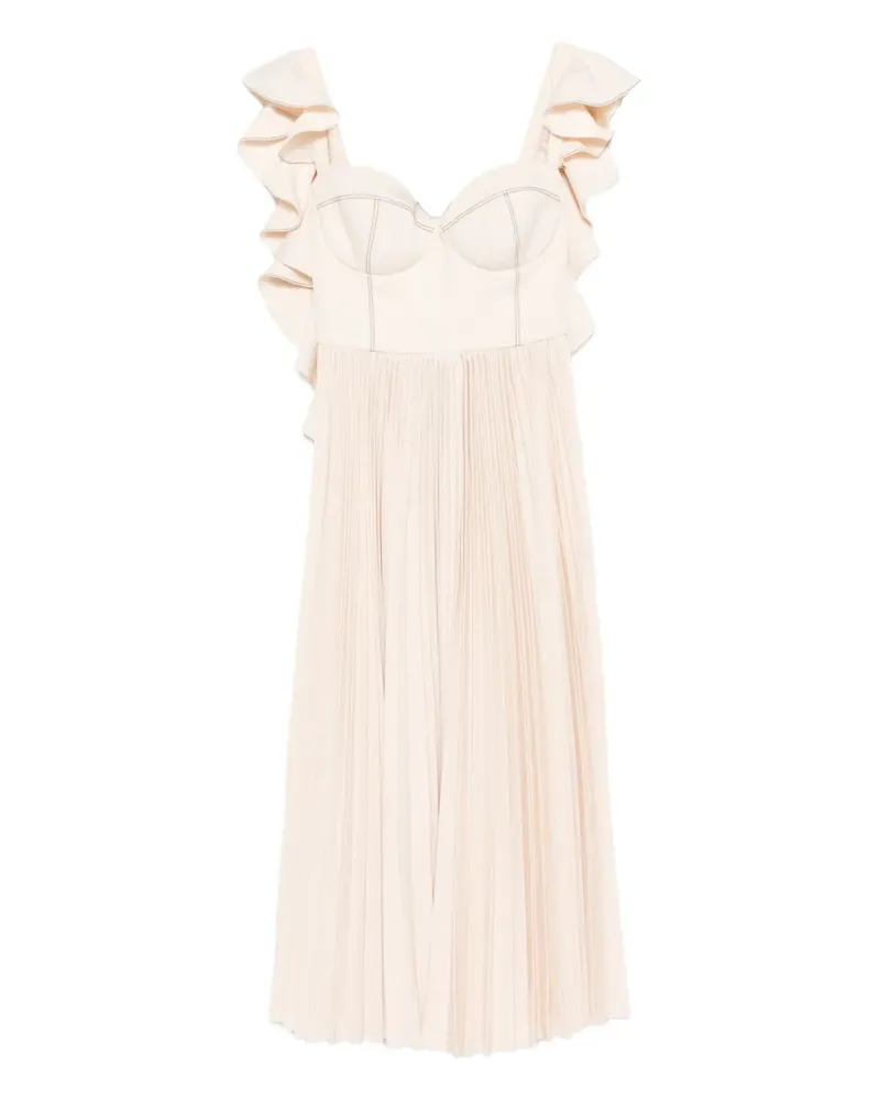 Parlor ruffled pleated midi dress - Nude Nude