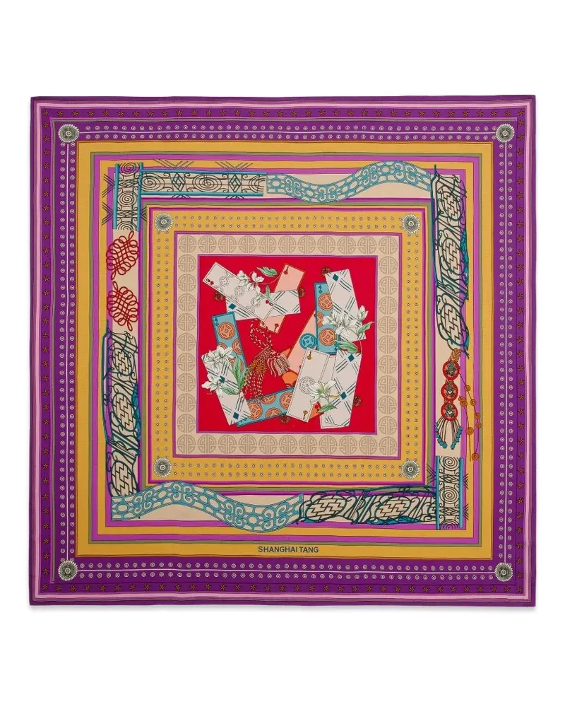 Shanghai Tang A Winning Hand graphic-print scarf - Violett Violett