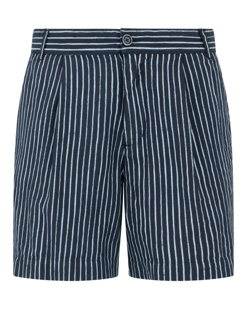 120% Lino striped pleat-detail shorts - Blau Blau
