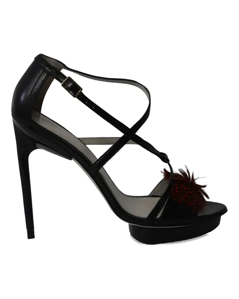Jason Wu feather leather heeled sandals - Schwarz Schwarz