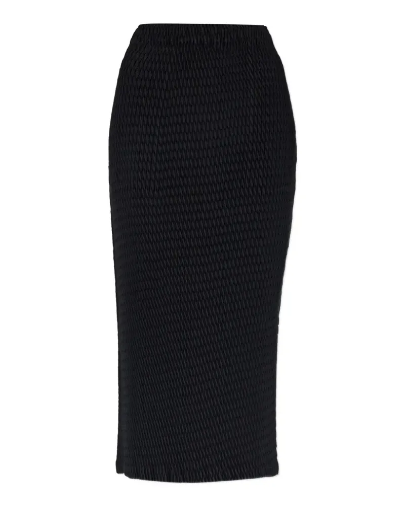 Issey Miyake Midirock mit Falten und Seitenschlitz - Schwarz Schwarz