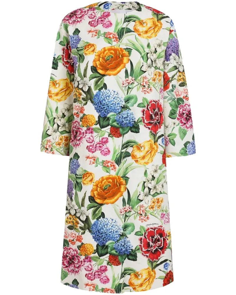 Dolce & Gabbana Mantel mit Blumen-Print - Weiß Weiß