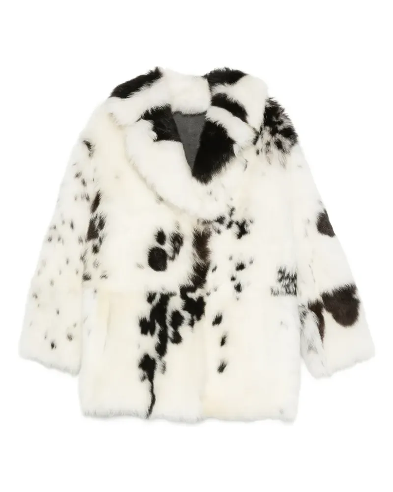 Liska Lammlederjacke mit Dalmatiner-Print - Weiß Weiß