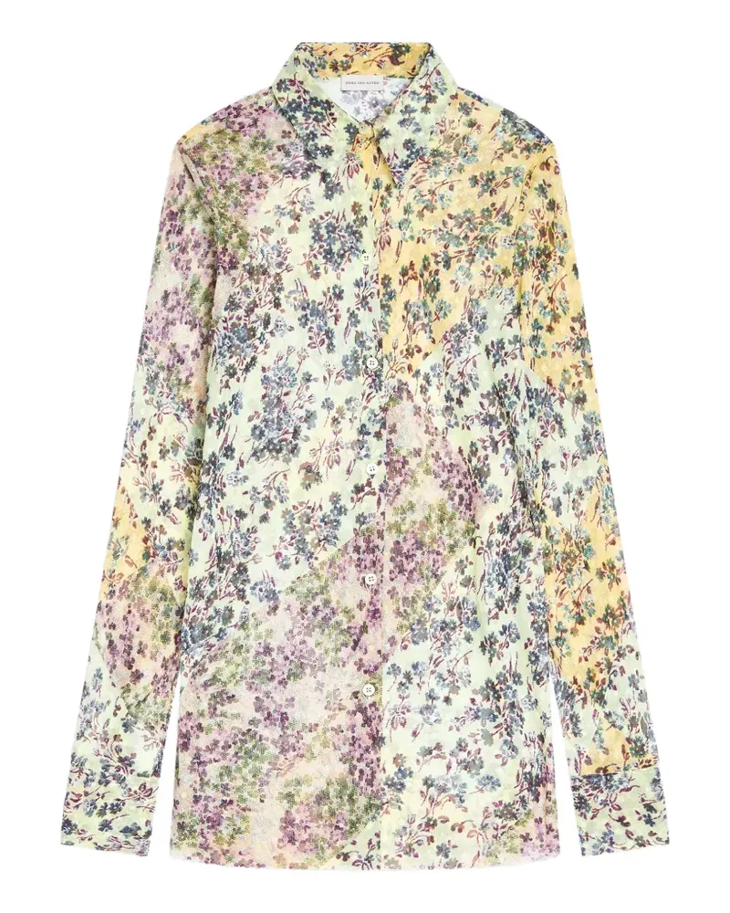 Dries van Noten Schmales Jacquard-Hemd - Gelb Gelb
