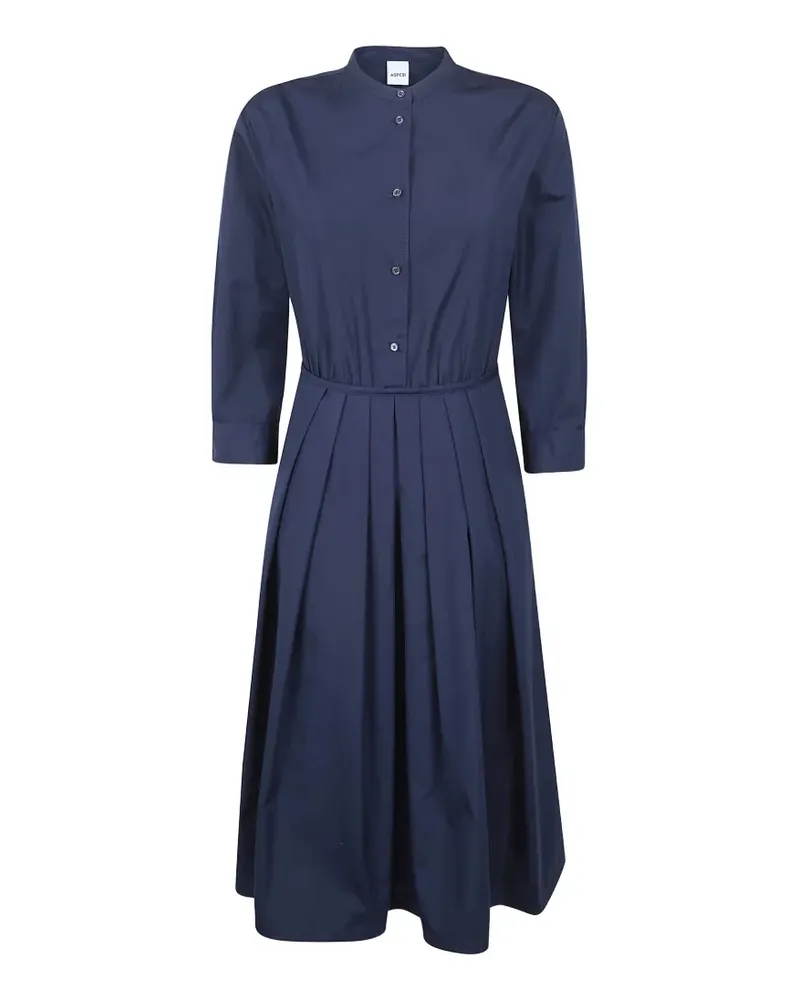 ASPESI Plissiertes Kleid mit Kragen - Blau Blau