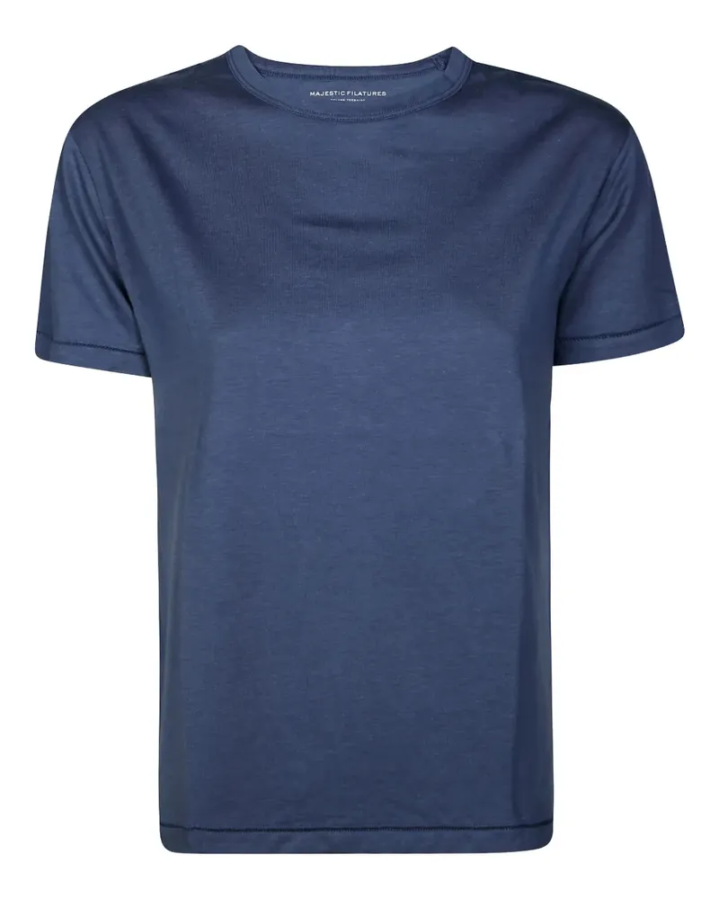 Majestic T-Shirt mit rundem Ausschnitt - Blau Blau