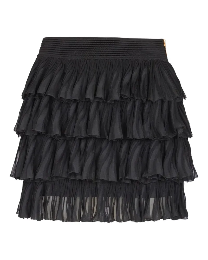 Balmain Gerüschter Rock - Schwarz Schwarz