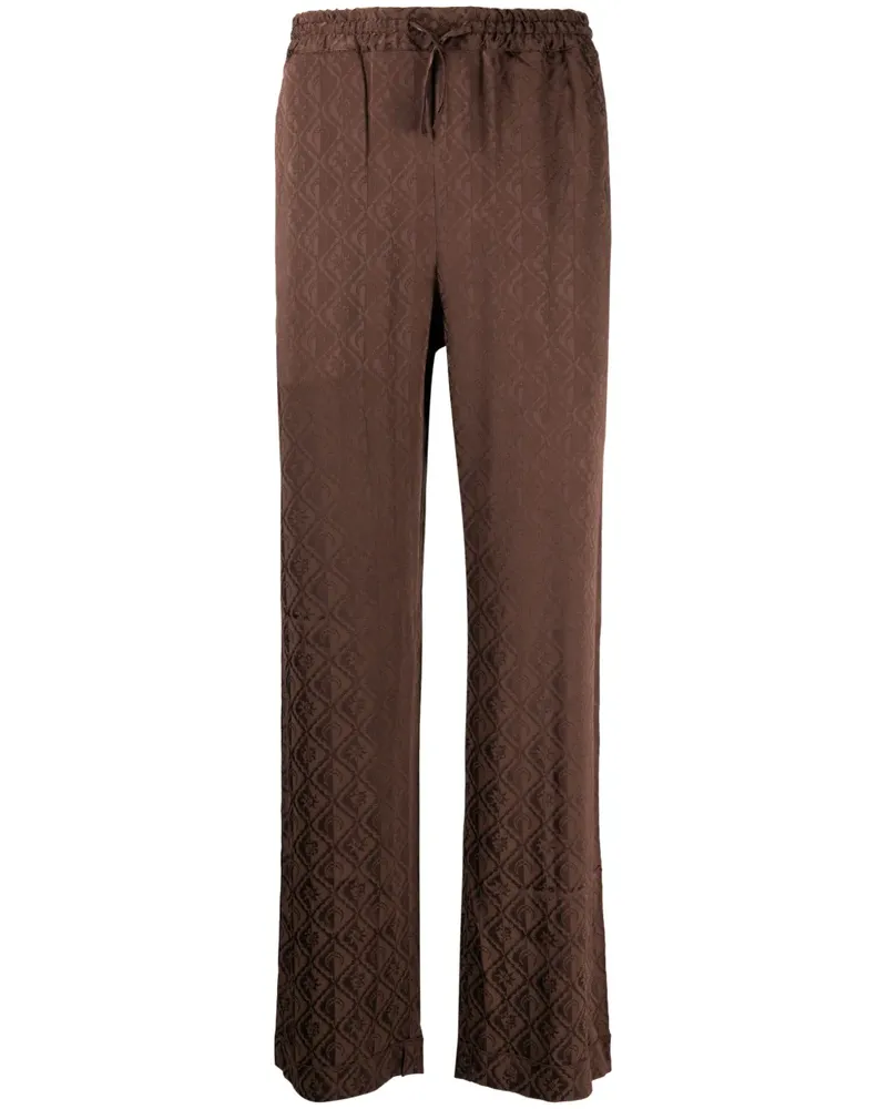 Marine Serre Satinhose aus Moon Diamant-Jacquard - Braun Braun