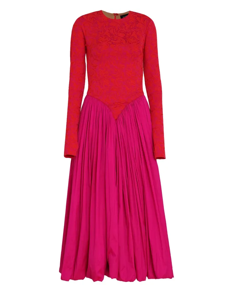 OLYMPIAH Langärmeliges Midikleid mit Jacquardmuster - Rosa Rosa