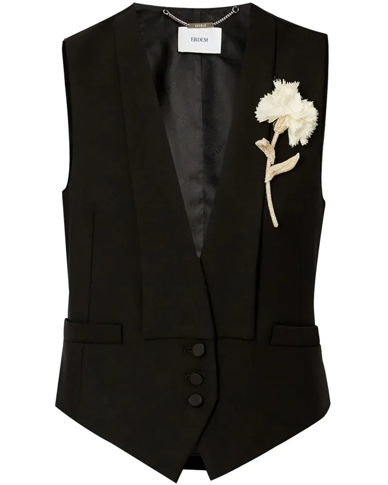 Erdem Carnation Weste mit Brosche - BLACK Black