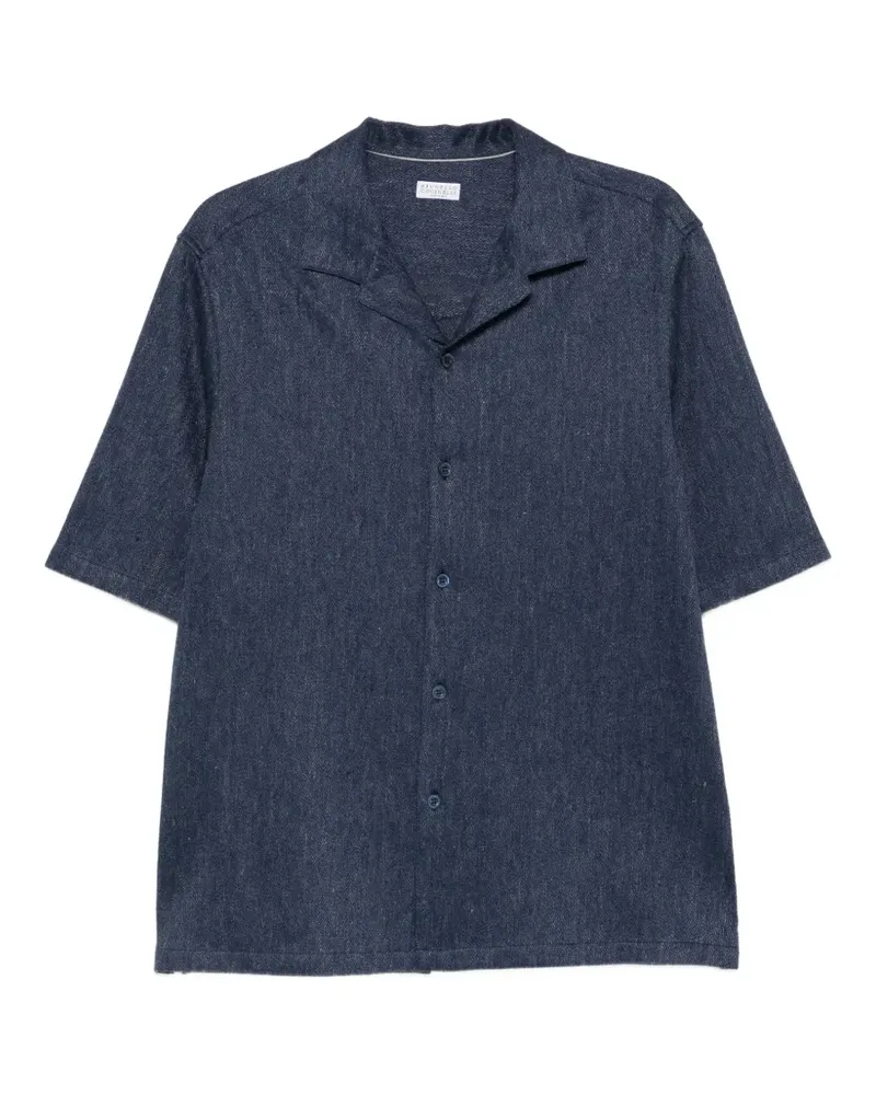 Brunello Cucinelli short-sleeve camp-collar shirt - Blau Blau