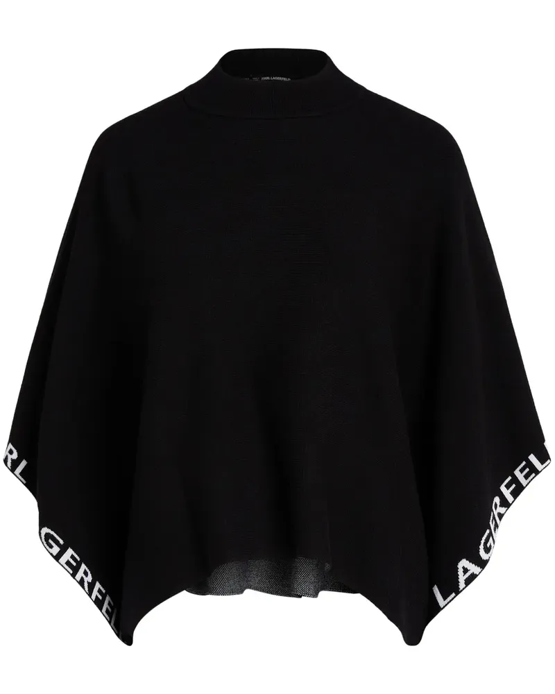 Karl Lagerfeld Poncho mit Intarsien-Logo - Schwarz Schwarz