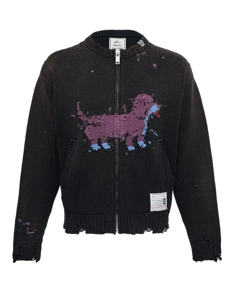 MIHARAYASUHIRO Cardigan aus Hunde-Jacquard - Schwarz Schwarz