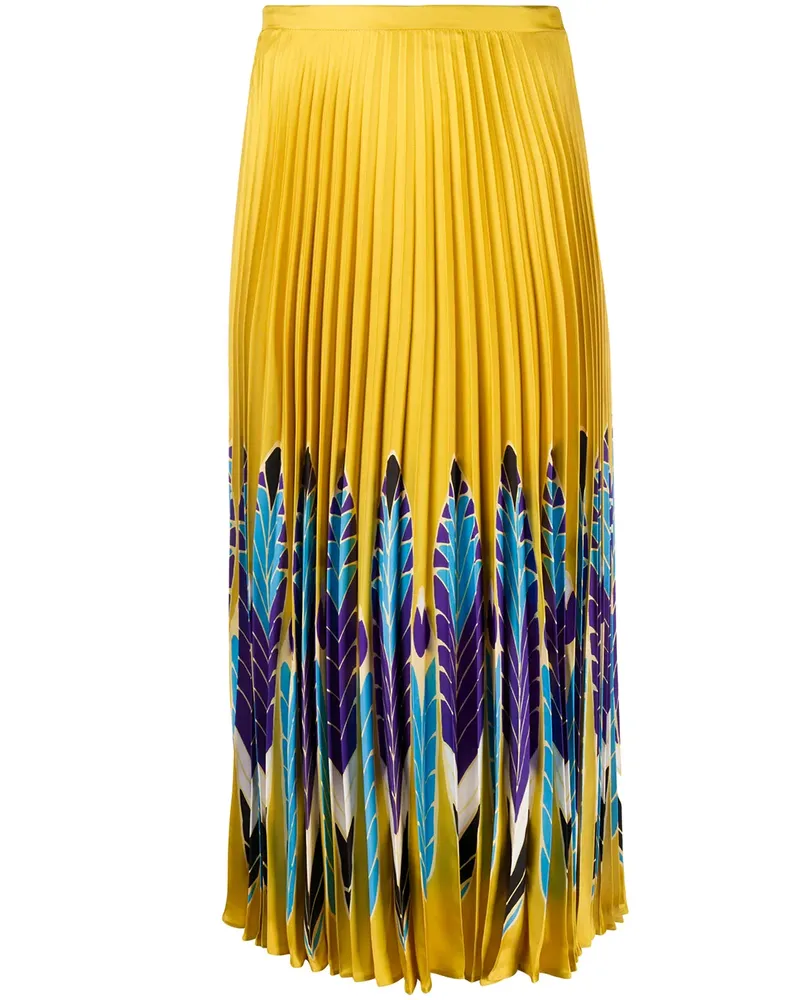 Valentino Garavani Faltenrock mit Print - Gelb Gelb