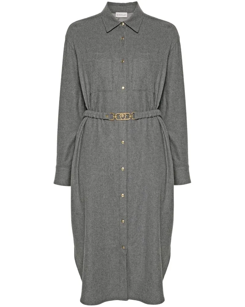 Moncler Hemdkleid mit Logo-Patch - Grau Grau