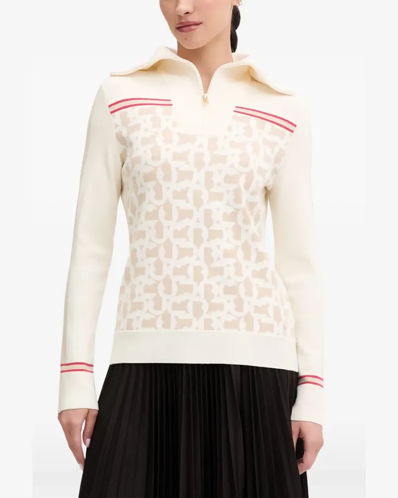 Bogner Gine Pullover mit Monogramm-Print und kurzem Reißverschluss - Nude Nude