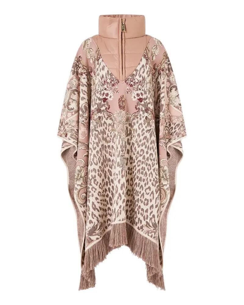 Camilla Aranjuez Animalia quilted collar fringed poncho - Rosa Rosa