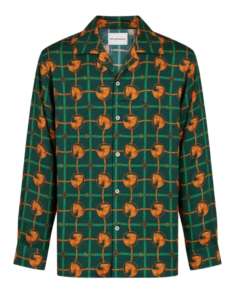 Drôle de Monsieur equestrian-print shirt - Grün Grün