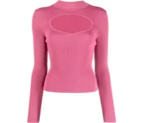 Gerippter Strickpullover mit Cut-Outs - Rosa