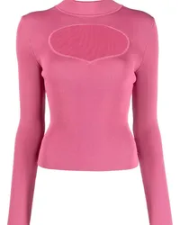 STAUD Gerippter Strickpullover mit Cut-Outs Rosa