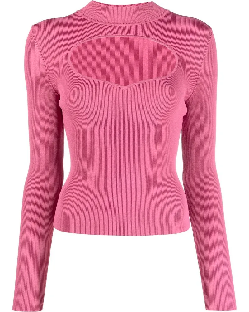 STAUD Gerippter Strickpullover mit Cut-Outs - Rosa Rosa