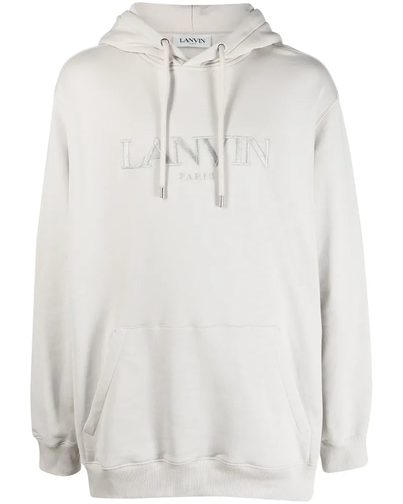 Lanvin Fleece-Hoodie mit Logo-Stickerei Grau