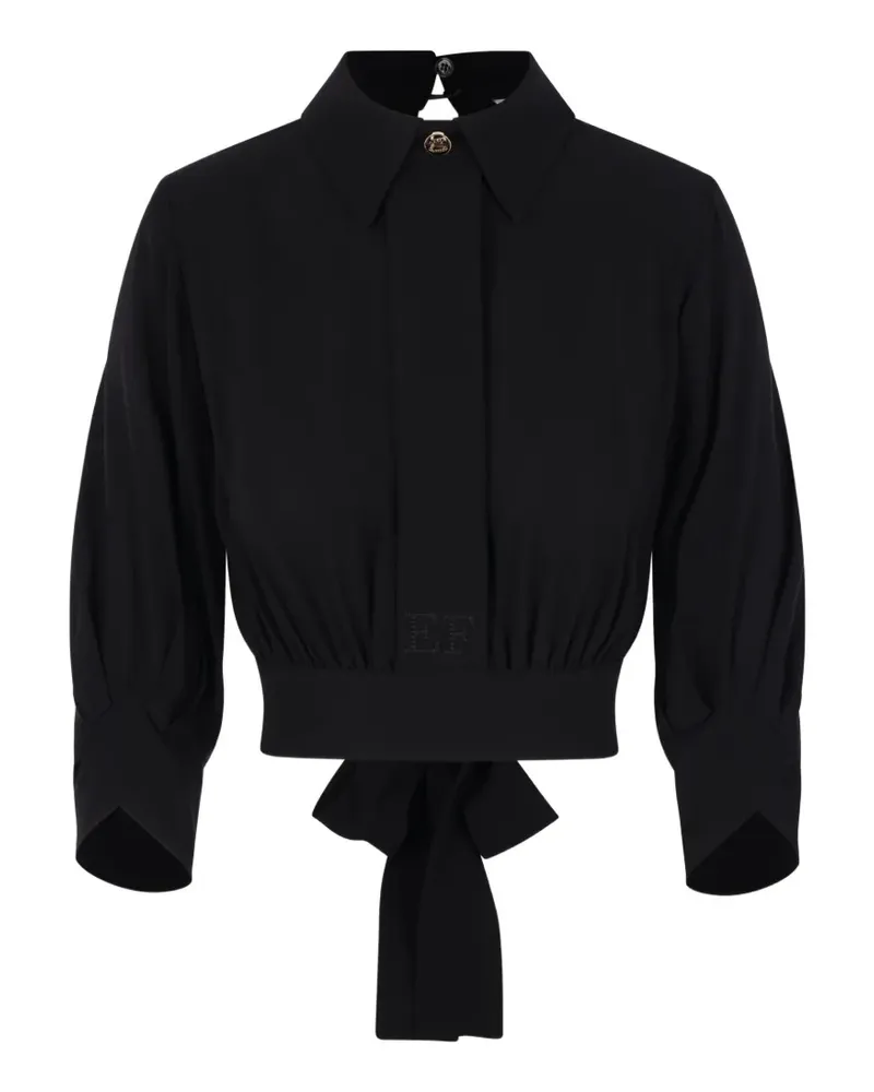 Elisabetta Franchi button-detail tie blouse - Schwarz Schwarz