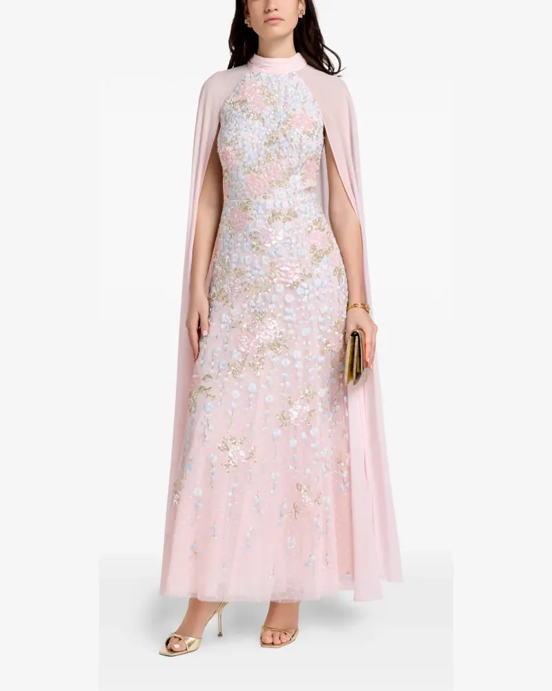 Needle & Thread floral-print embellished midi dress - Rosa Rosa