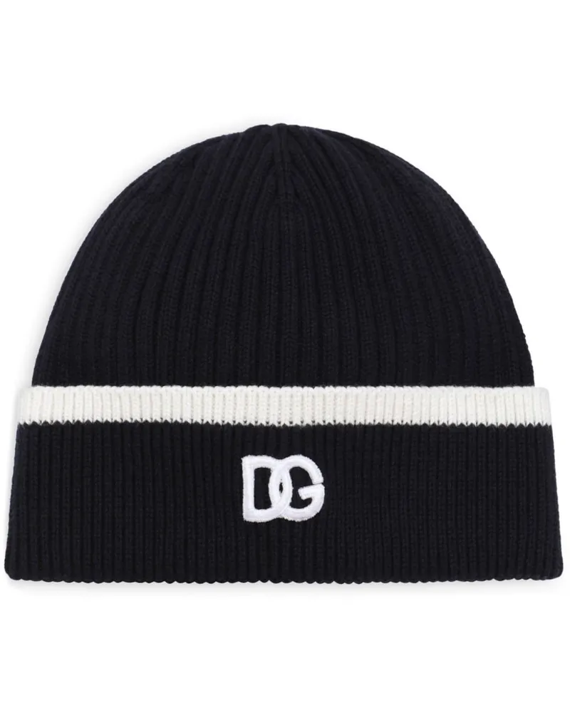 Dolce & Gabbana Beanie mit Logo-Stickerei Blau